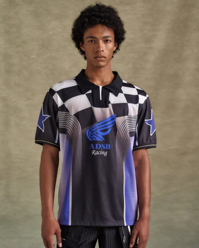 CHECKERBOARD RACING T-SHIRTS atb1298m(BLUE/BLACK) sold by Andersson Bell