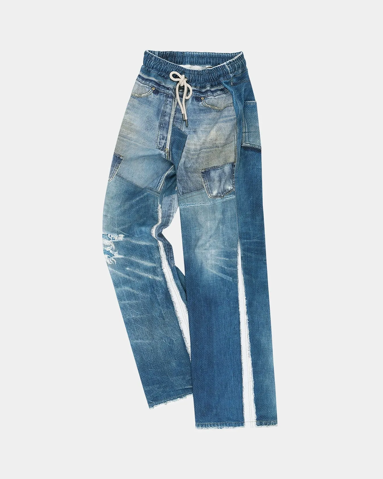 UNISEX DENIM TROMPE LOEIL MESH PANTS apa828u(BLUE) sold by Andersson Bell product image thumbnail 2