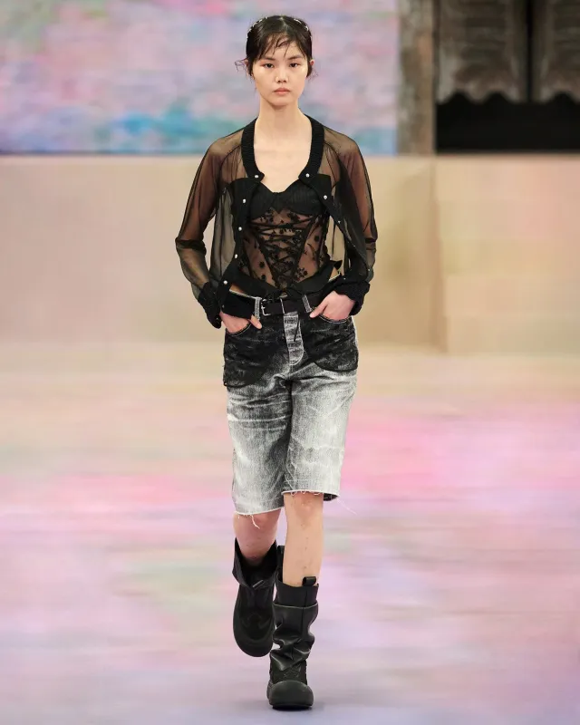 SHEER KNIT CARDIGAN atb1327w(BLACK) made by Andersson Bell