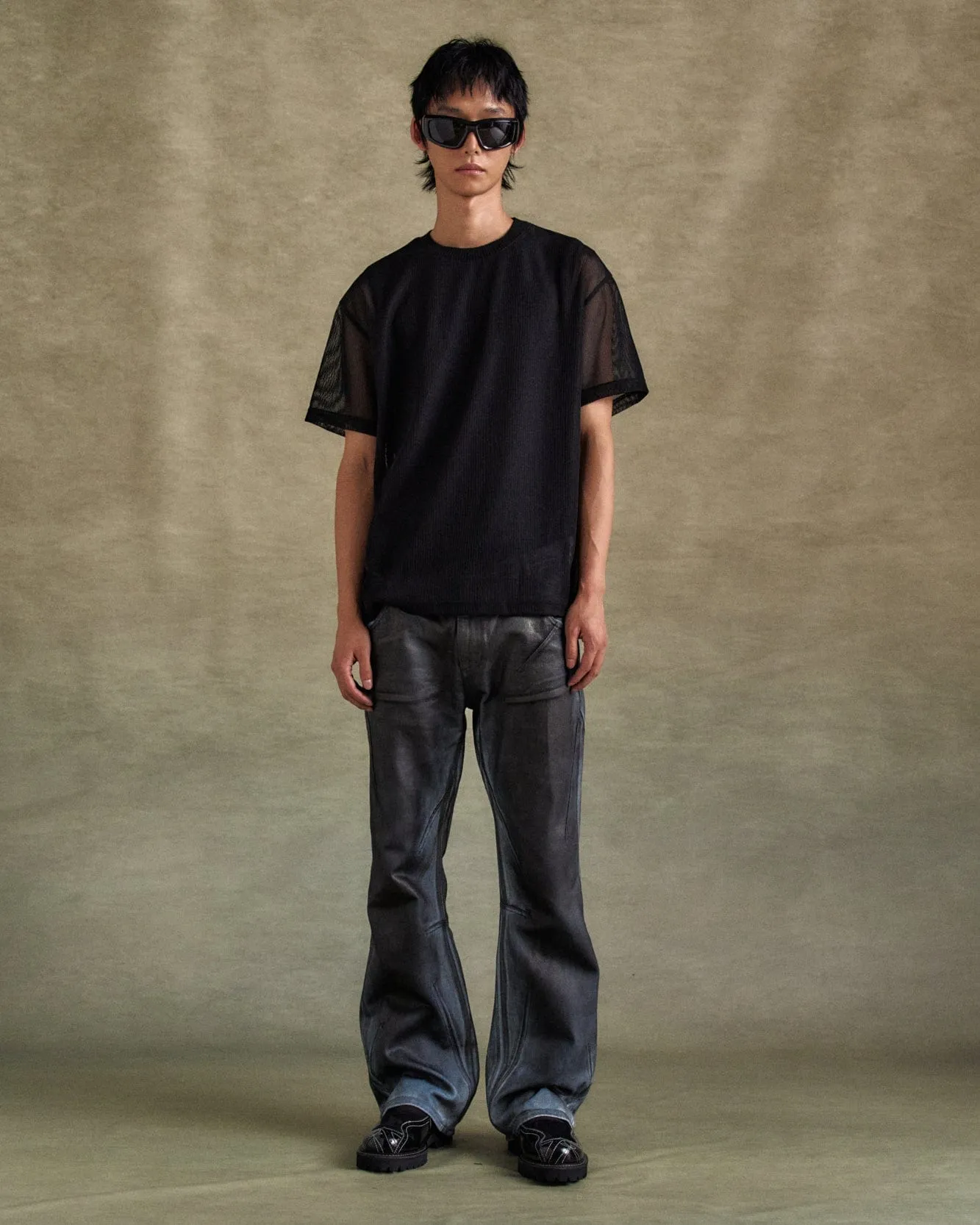 SAPA SHEER SHORT SLEEVE SWEATER atb1287m(BLACK) sold by Andersson Bell product image thumbnail 4