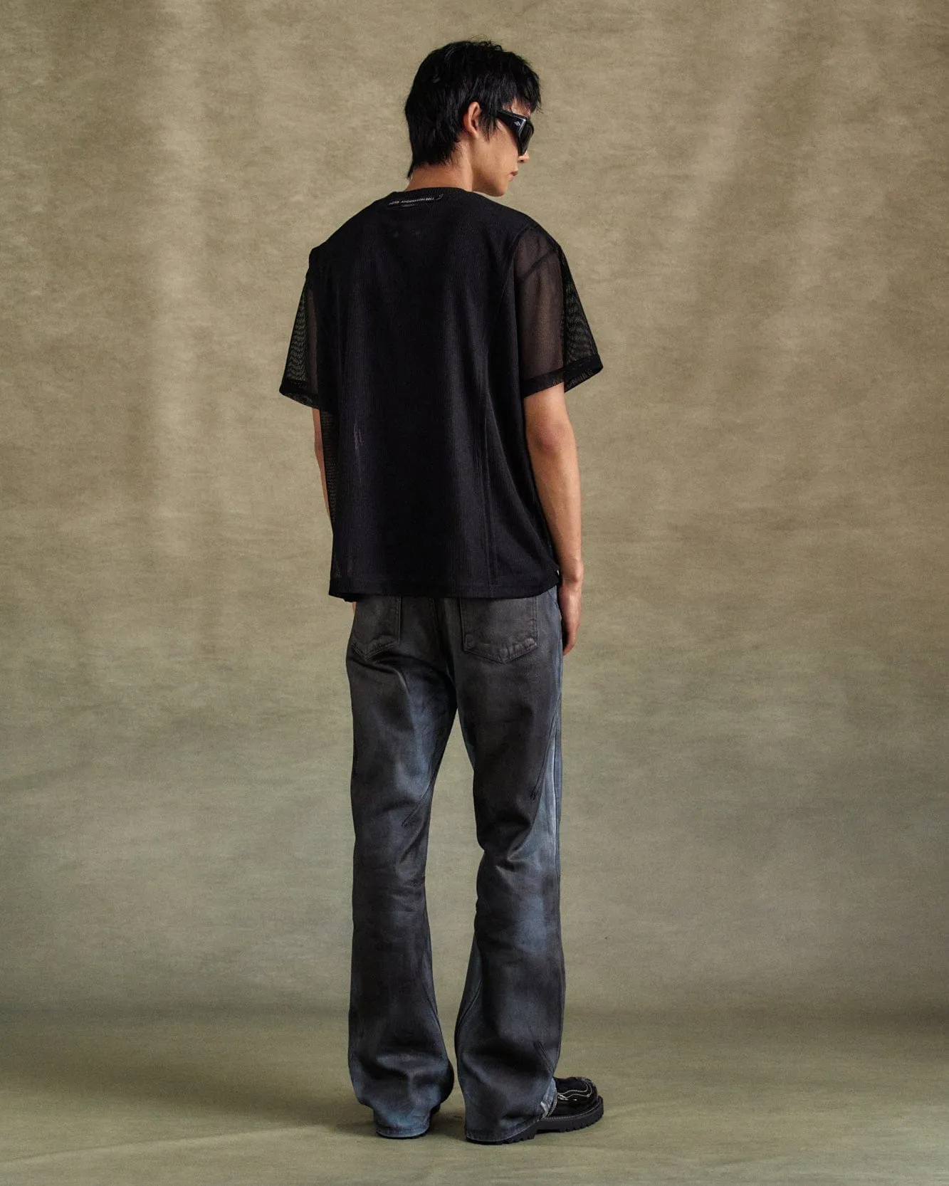 SAPA SHEER SHORT SLEEVE SWEATER atb1287m(BLACK) sold by Andersson Bell product image thumbnail 5