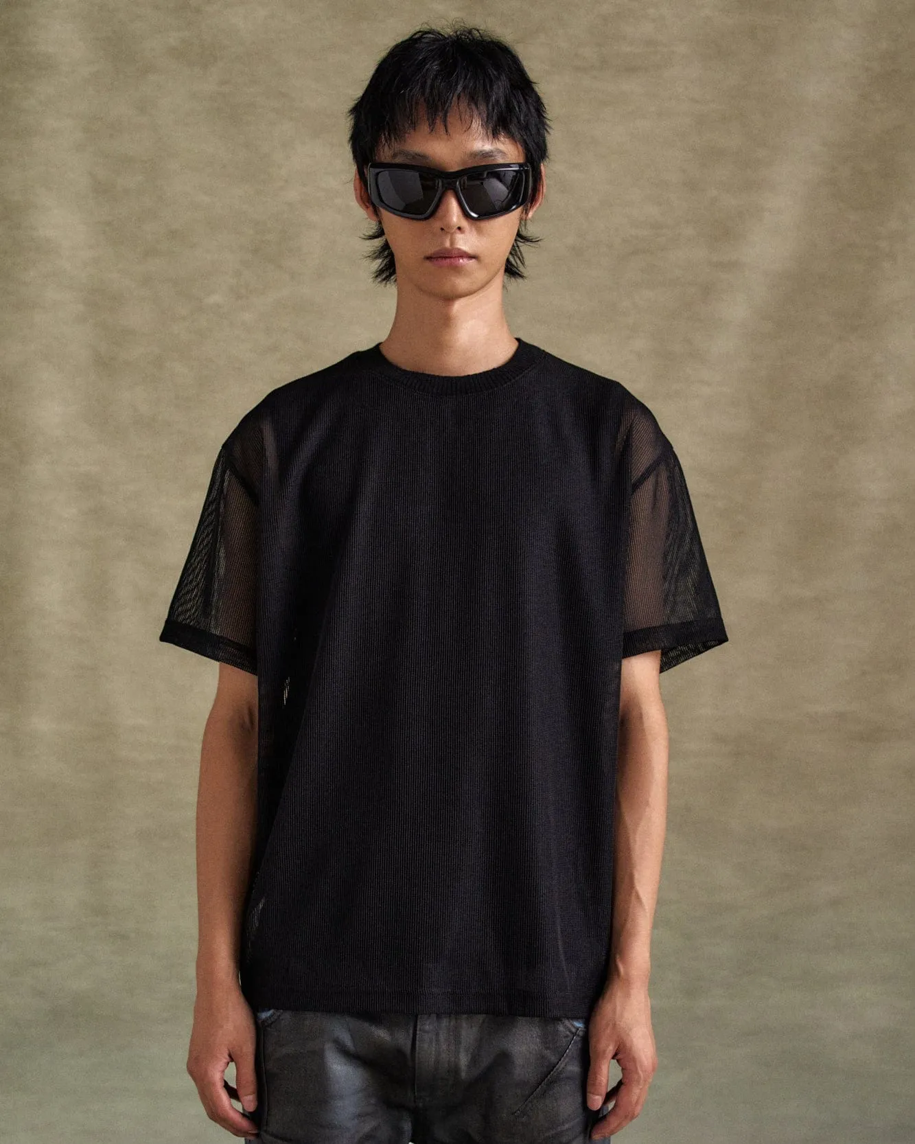 SAPA SHEER SHORT SLEEVE SWEATER atb1287m(BLACK) sold by Andersson Bell