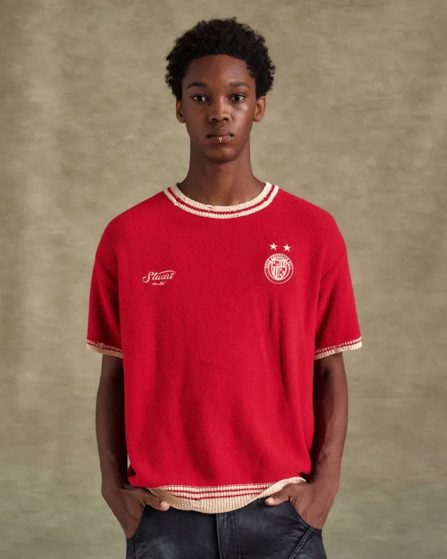 FOOTBALL SHORT SLEEVE SWEATER atb1285m(RED) sold by Andersson Bell