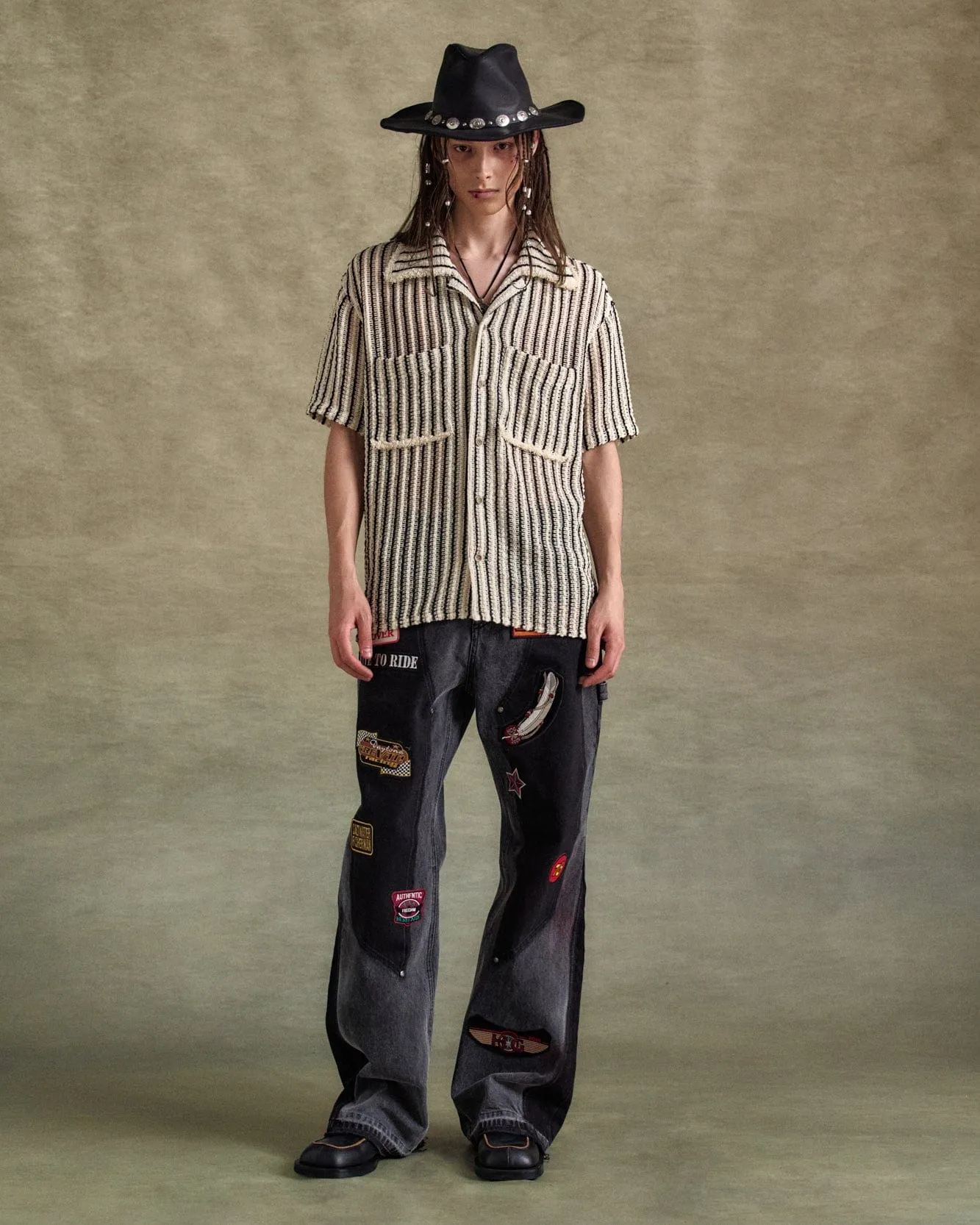 SHEER STRIPE KNIT SHIRTS atb1235m(ECRU) sold by Andersson Bell product image thumbnail 4