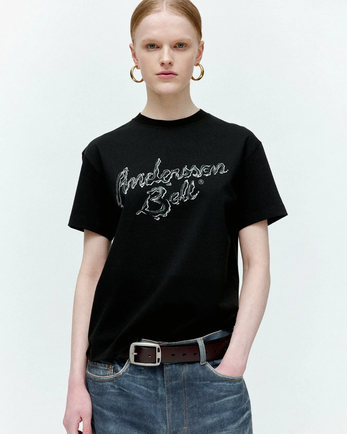 (ESSENTIAL) UNISEX LIQUID LOGO T-SHIRT atb1405u(BLACK) sold by Andersson Bell
