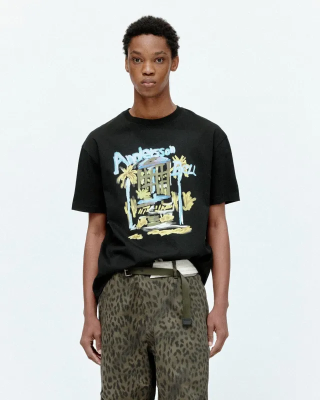 (ESSENTIAL) UNISEX PALM TREE RESORT T-SHIRT atb1408u(BLACK) sold by Andersson Bell
