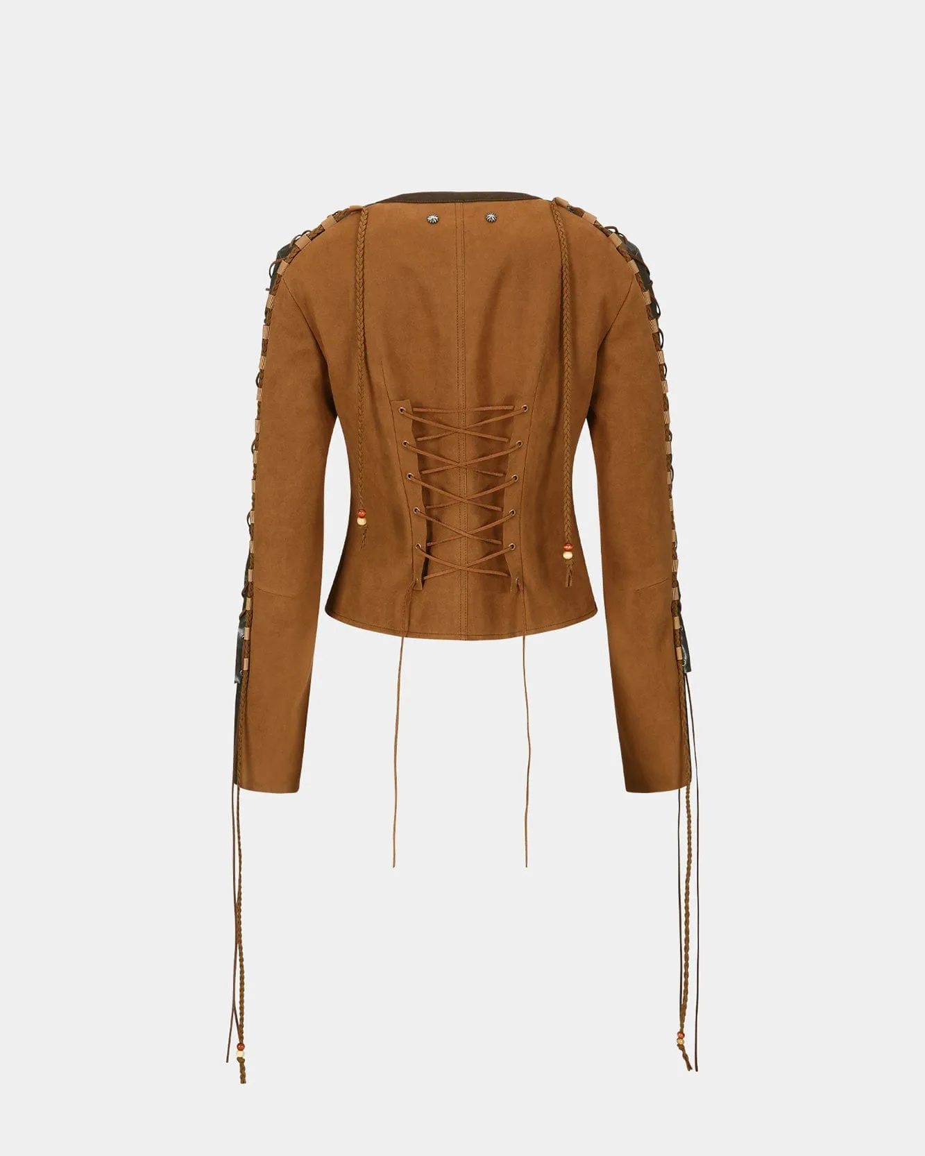 NINA LACE-UP FAUX SUEDE JACKET awa706w(BROWN) sold by Andersson Bell product image thumbnail 4