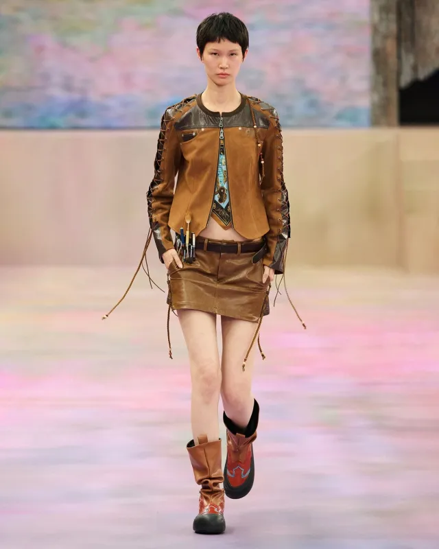 NINA LACE-UP FAUX SUEDE JACKET awa706w(BROWN) made by Andersson Bell