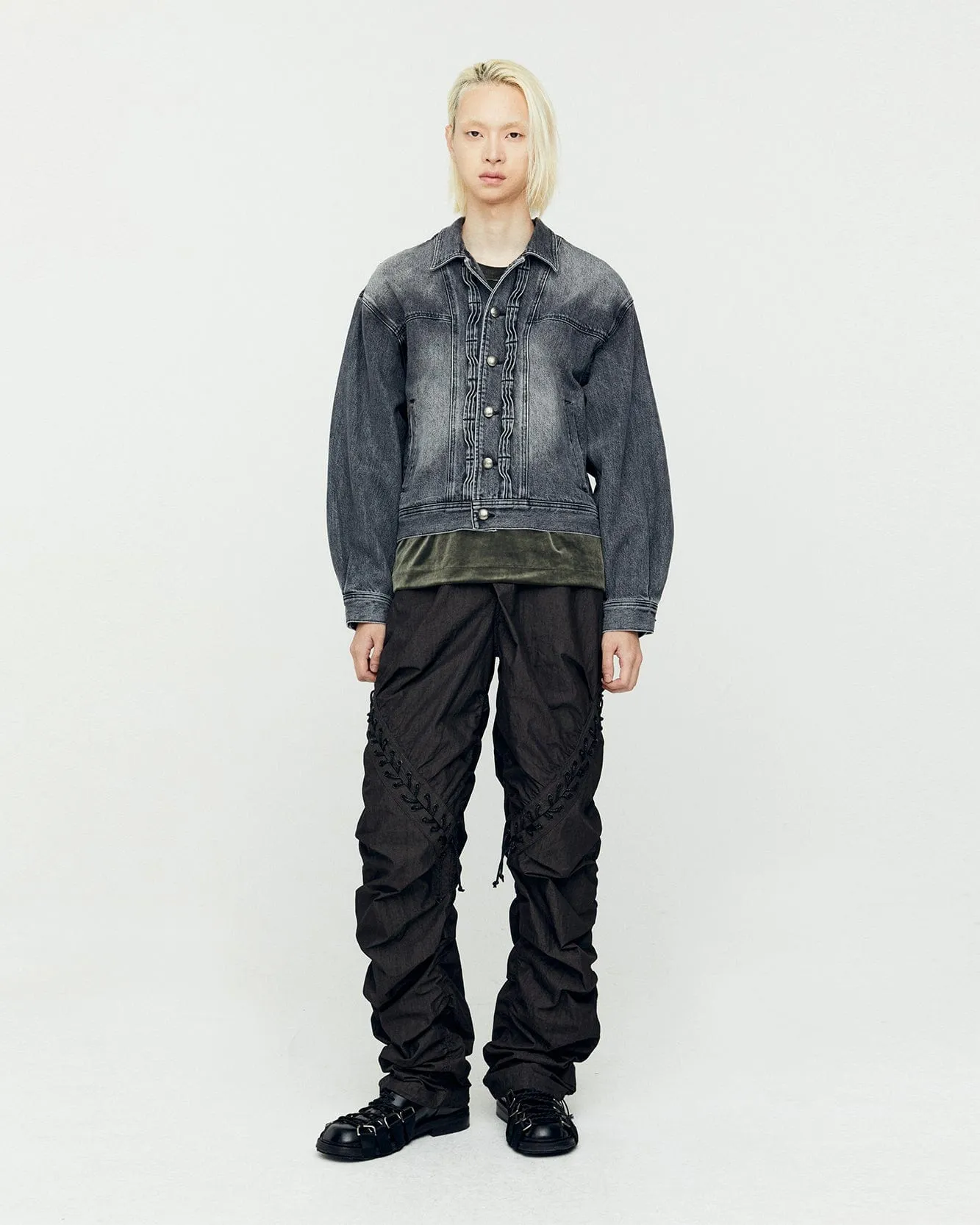 WAVE DENIM BOMBER JACKET awa570m(WASHED BLACK) sold by Andersson Bell