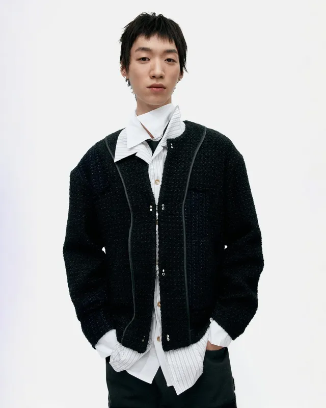 [RESTOCK] UNISEX INSIDE OUT TWEED CARDIGAN awa732u(BLACK) made by Andersson Bell
