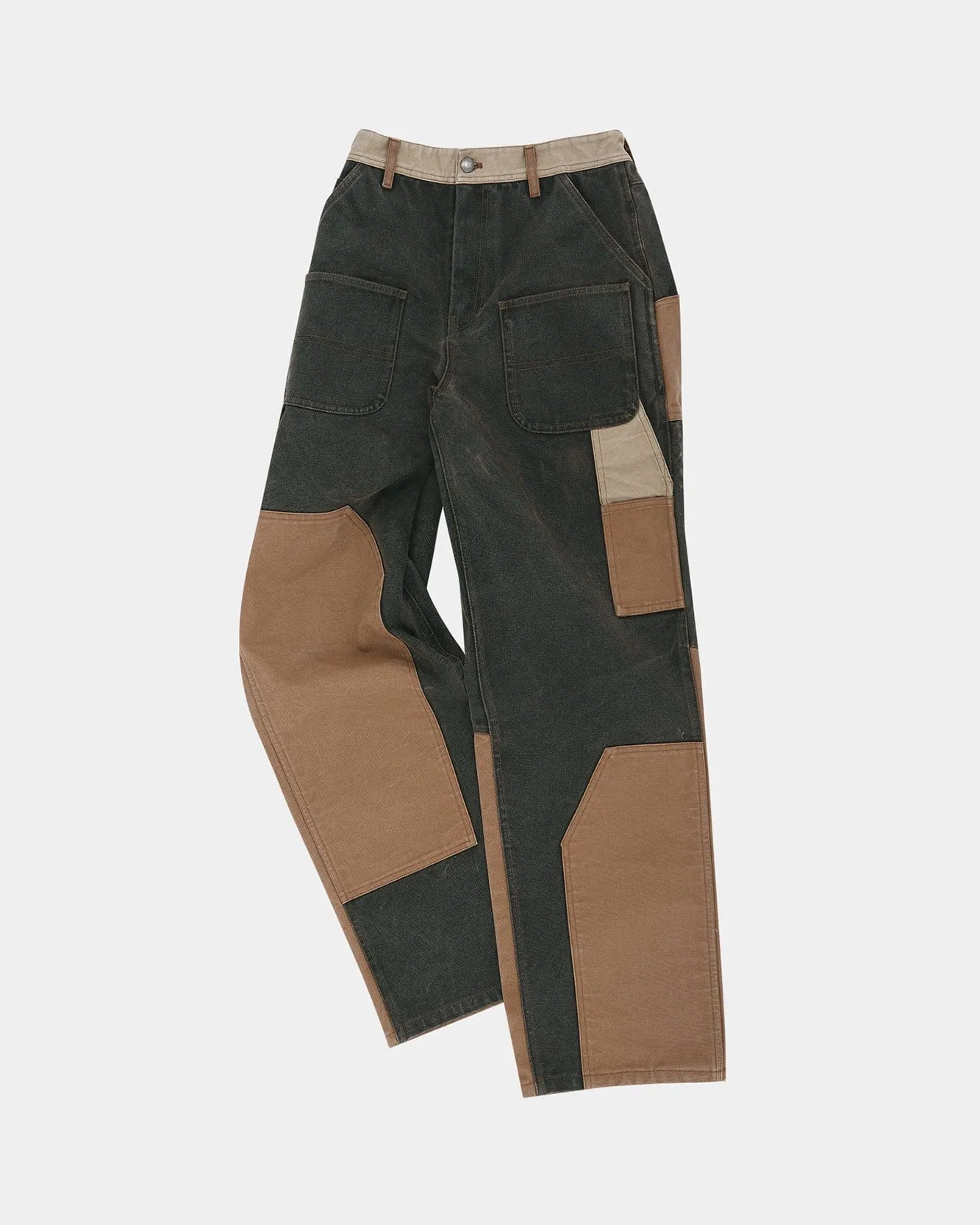 PATCHWORK CARPENTER WIDE-LEG JEANS apa839m(BROWN) sold by Andersson Bell product image thumbnail 2