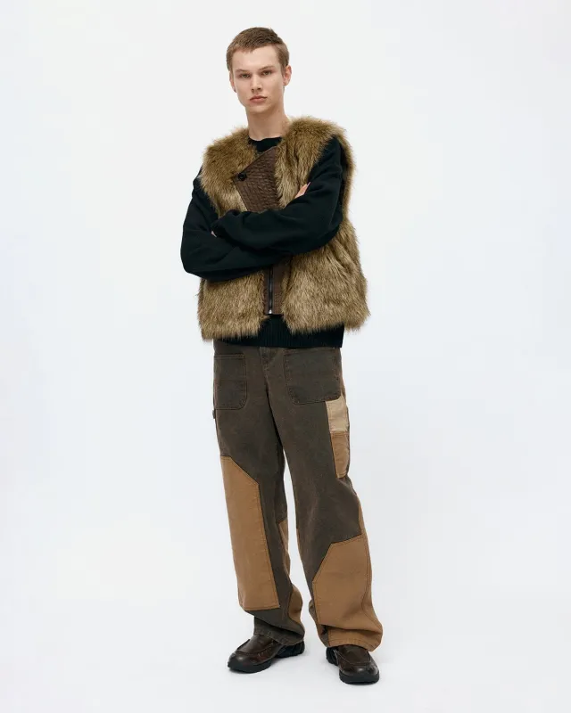 PATCHWORK CARPENTER WIDE-LEG JEANS apa839m(BROWN) sold by Andersson Bell