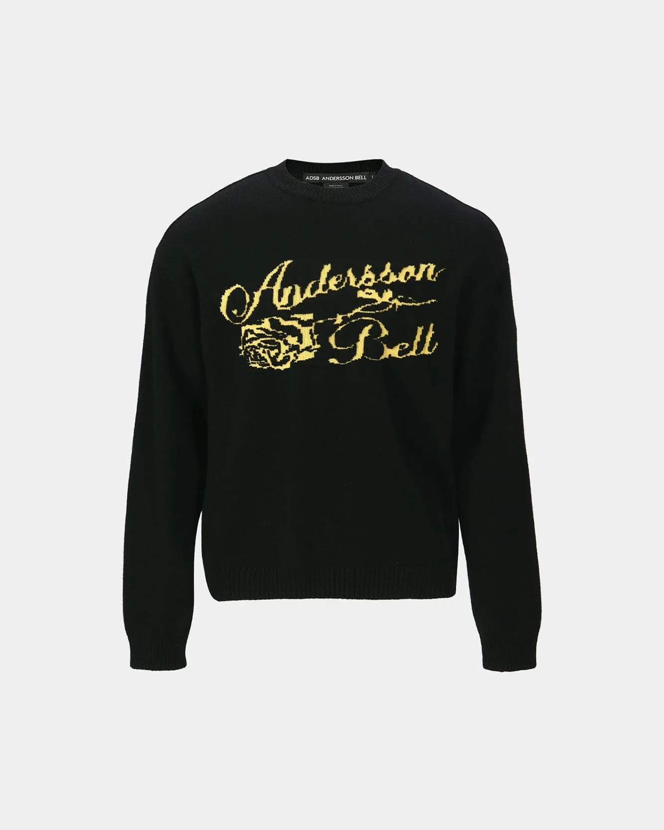 UNISEX CASHMERE ROSE CREW-NECK SWEATER atb1372u(BLACK) sold by Andersson Bell product image thumbnail 2