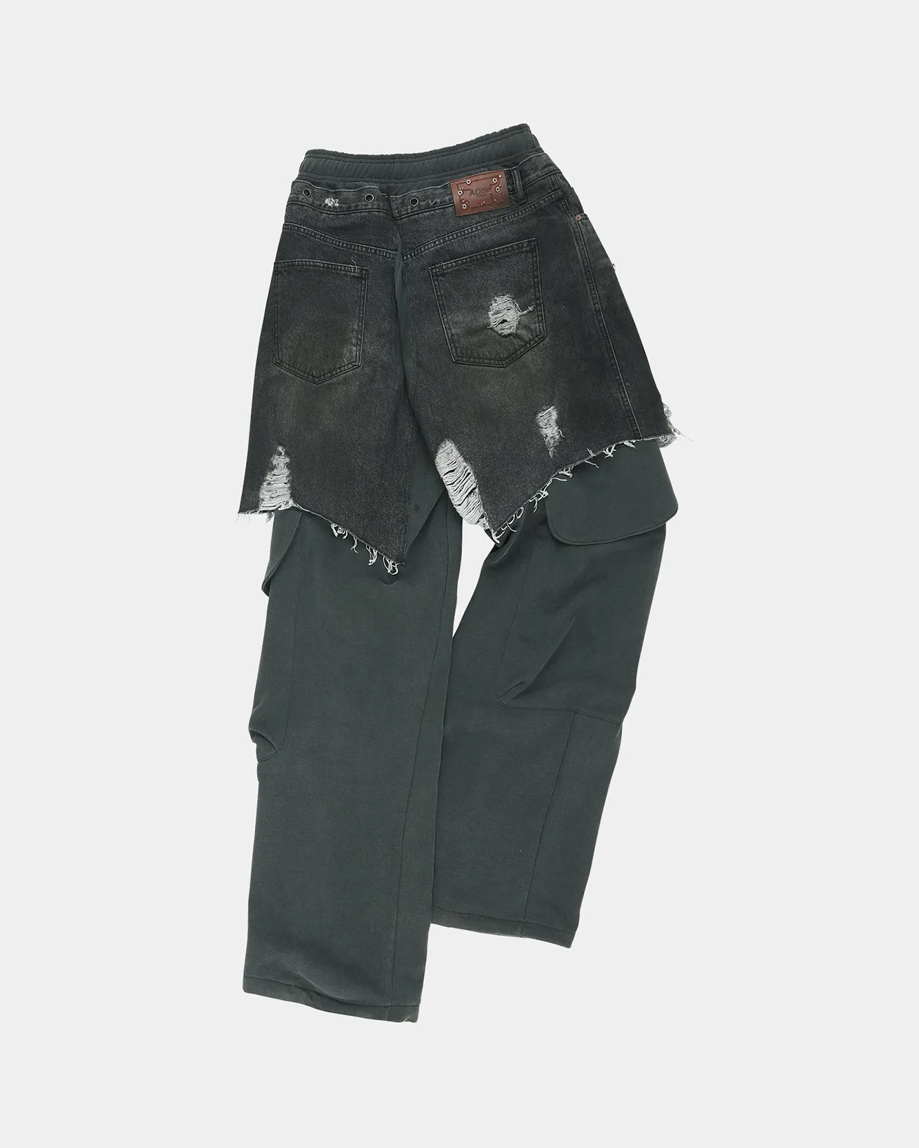 UNISEX RUGGED DENIM-INSET SWEATPANTS apa861u(BLACK) sold by Andersson Bell product image thumbnail 3