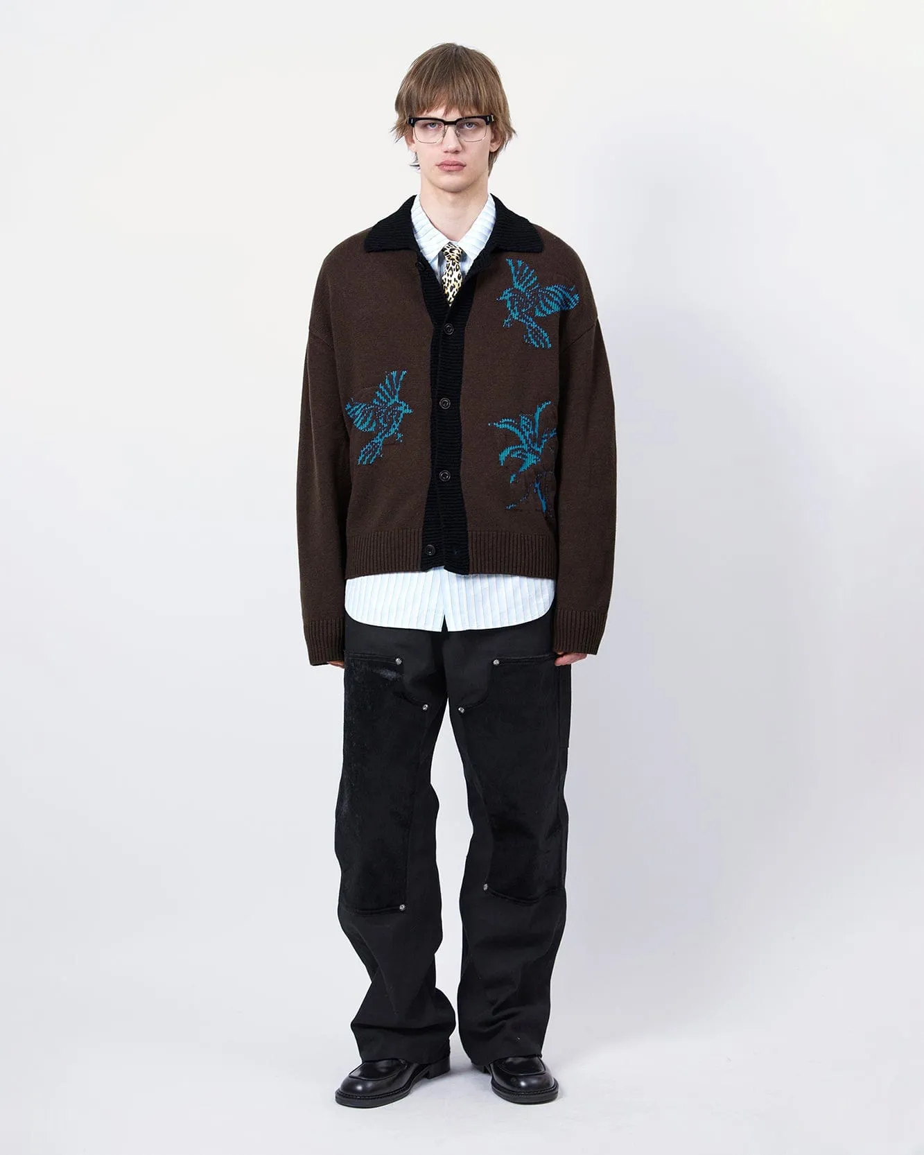 UNISEX BIRD INTARSIA CARDIGAN atb1371u(BROWN) sold by Andersson Bell