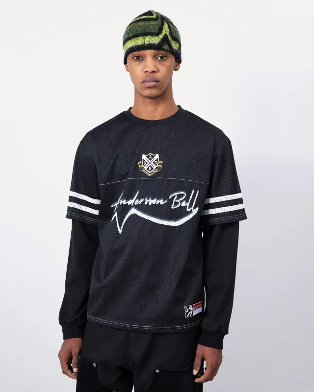 FOOTBALL LAYERED LONG SLEEVE T-SHIRT atb1380m(BLACK) sold by Andersson Bell