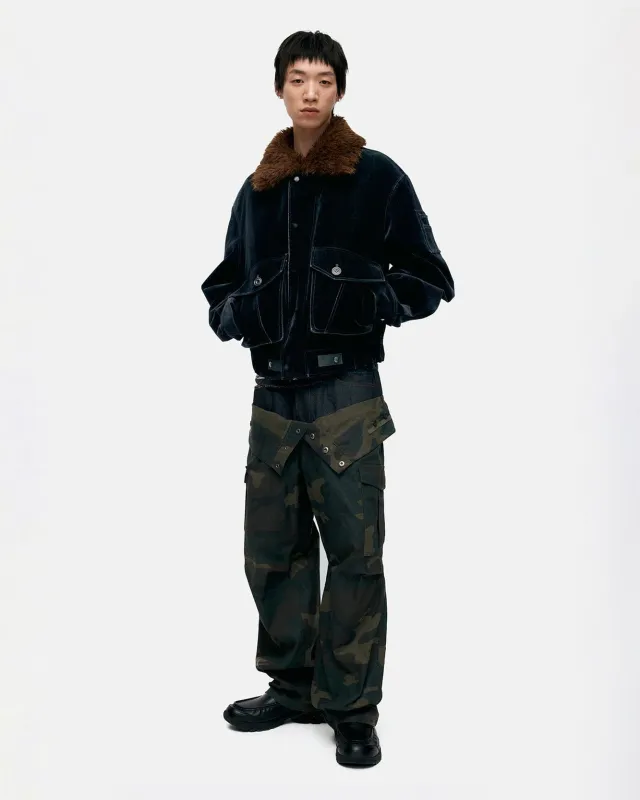 [RESTOCK] UNISEX CAMOUFLAGE DOUBLE WAIST WORK WIDE-LEG JEANS apa853u(NAVY/GREEN) made by Andersson Bell