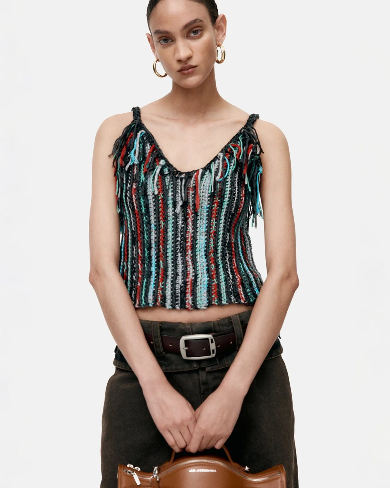 PEYTONA FRINGED HAND KNITTED TOP atb1360w(MULTI) sold by Andersson Bell