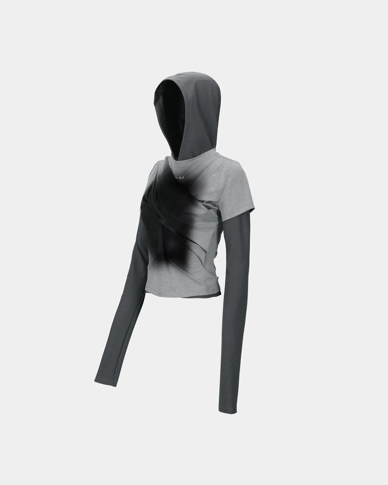 GATHERED HOODIE JERSEY TOP atb1395w(GREY) sold by Andersson Bell product image thumbnail 3
