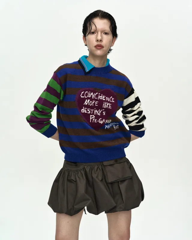 GIRLS HEART MESSAGE CREW-NECK SWEATER atb1464w(BLUE/GREEN) sold by Andersson Bell