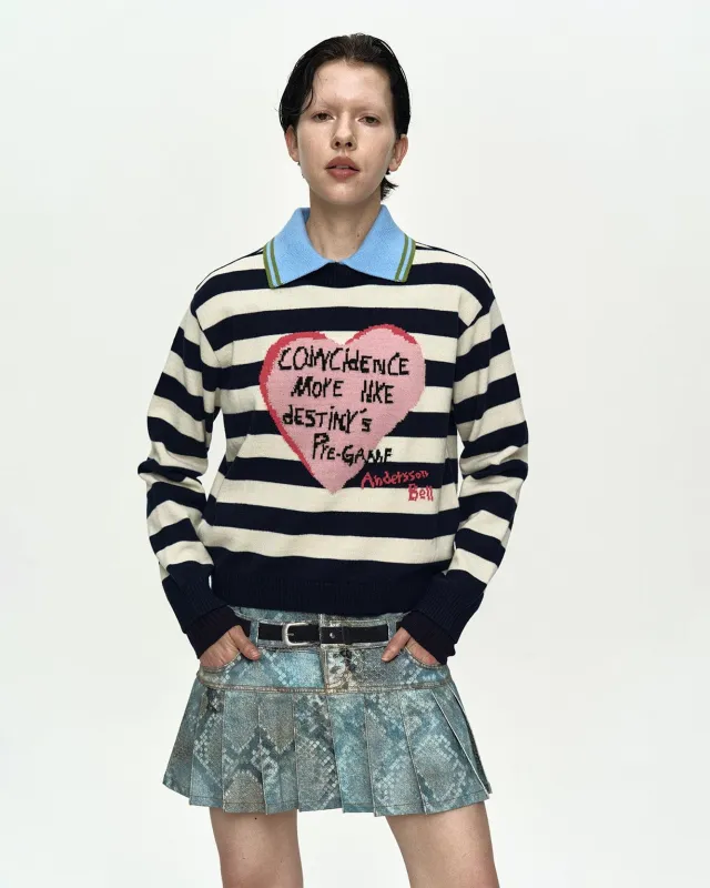 [12/12 Scheduled Delivery] GIRLS HEART MESSAGE CREW-NECK SWEATER atb1464w(NAVY/IVORY) sold by Andersson Bell