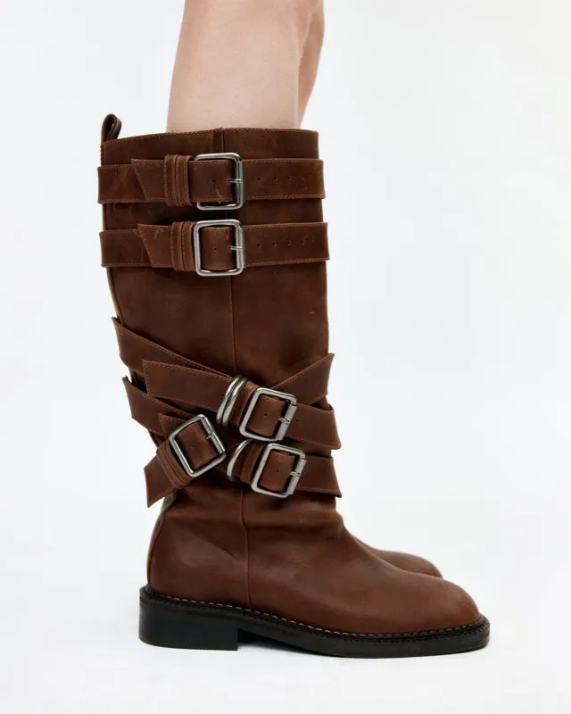 [12/22 Scheduled Delivery] LAYERED STRAP BOOTS aaa484w(BROWN) sold by Andersson Bell