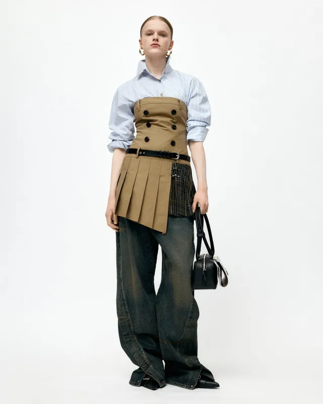 DOUBLE PLEATS TRENCH DRESS atb1366w(KHAKI) sold by Andersson Bell