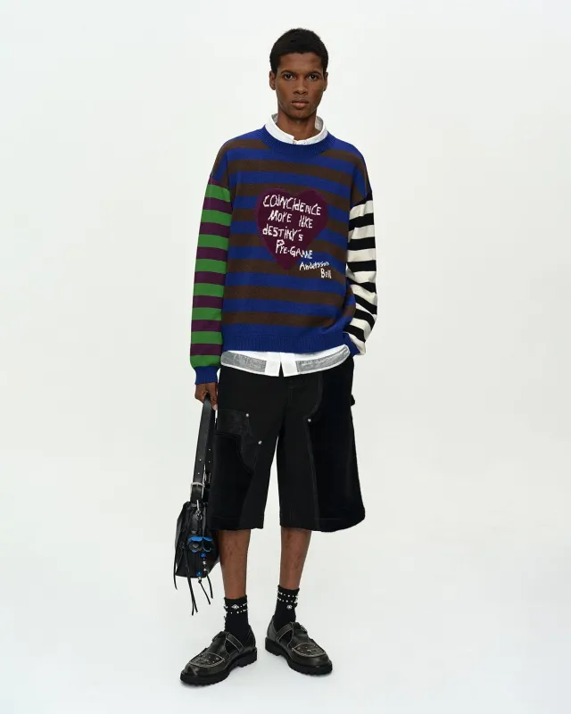 BOYS HEART MESSAGE CREW-NECK SWEATER atb1453m(BLUE/GREEN) sold by Andersson Bell