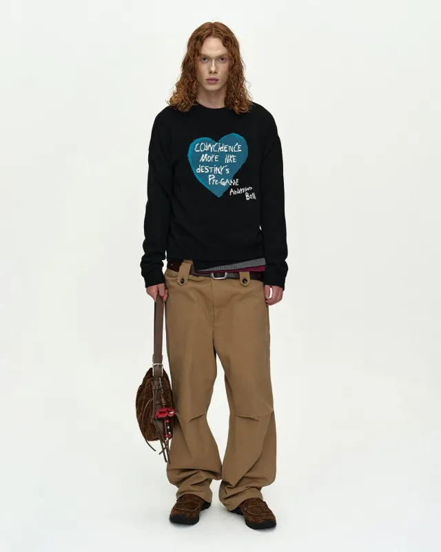 BOYS HEART MESSAGE CREW-NECK SWEATER atb1453m(BLACK) sold by Andersson Bell