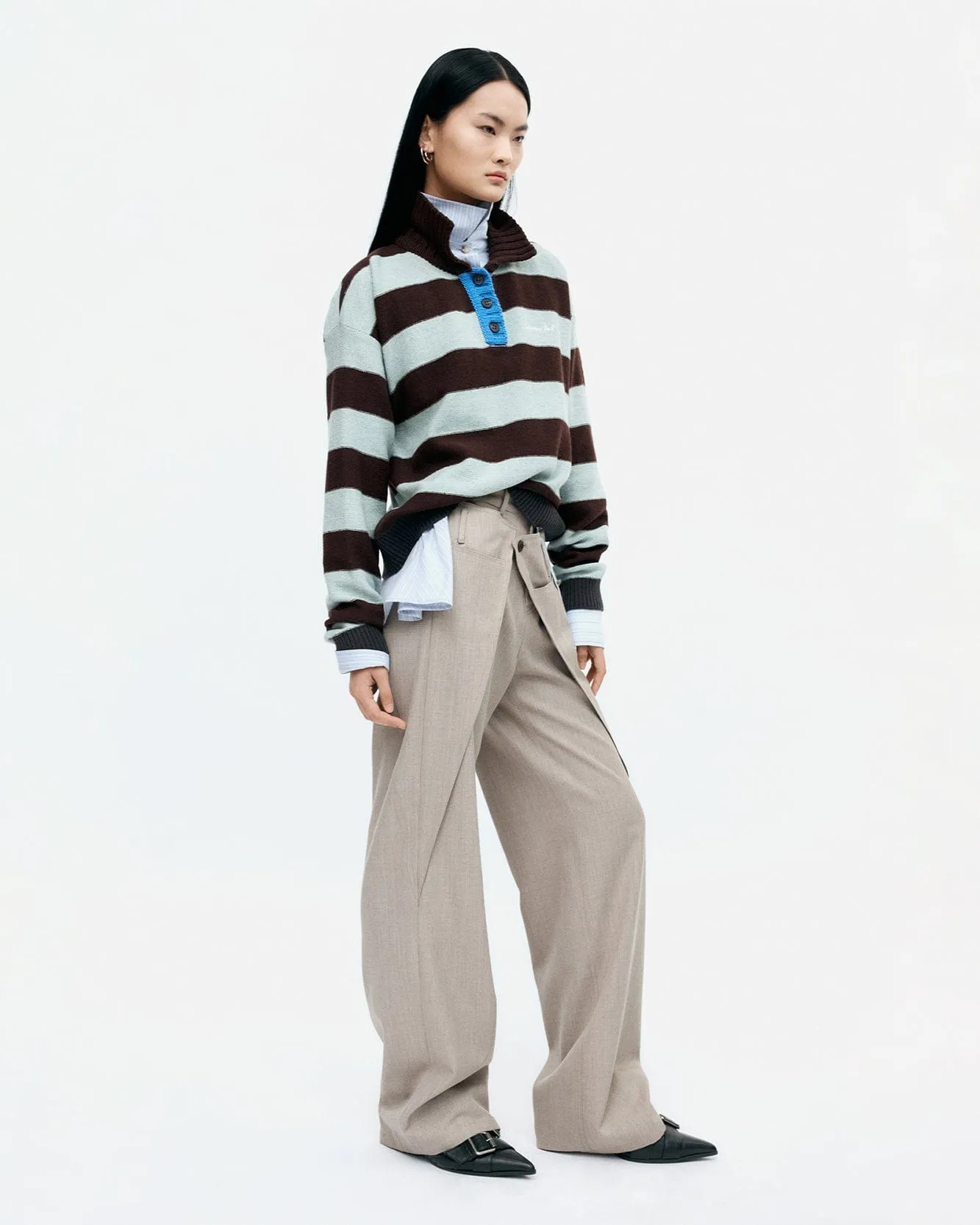 WOOL WRAP PANTS apa857w(BEIGE) sold by Andersson Bell