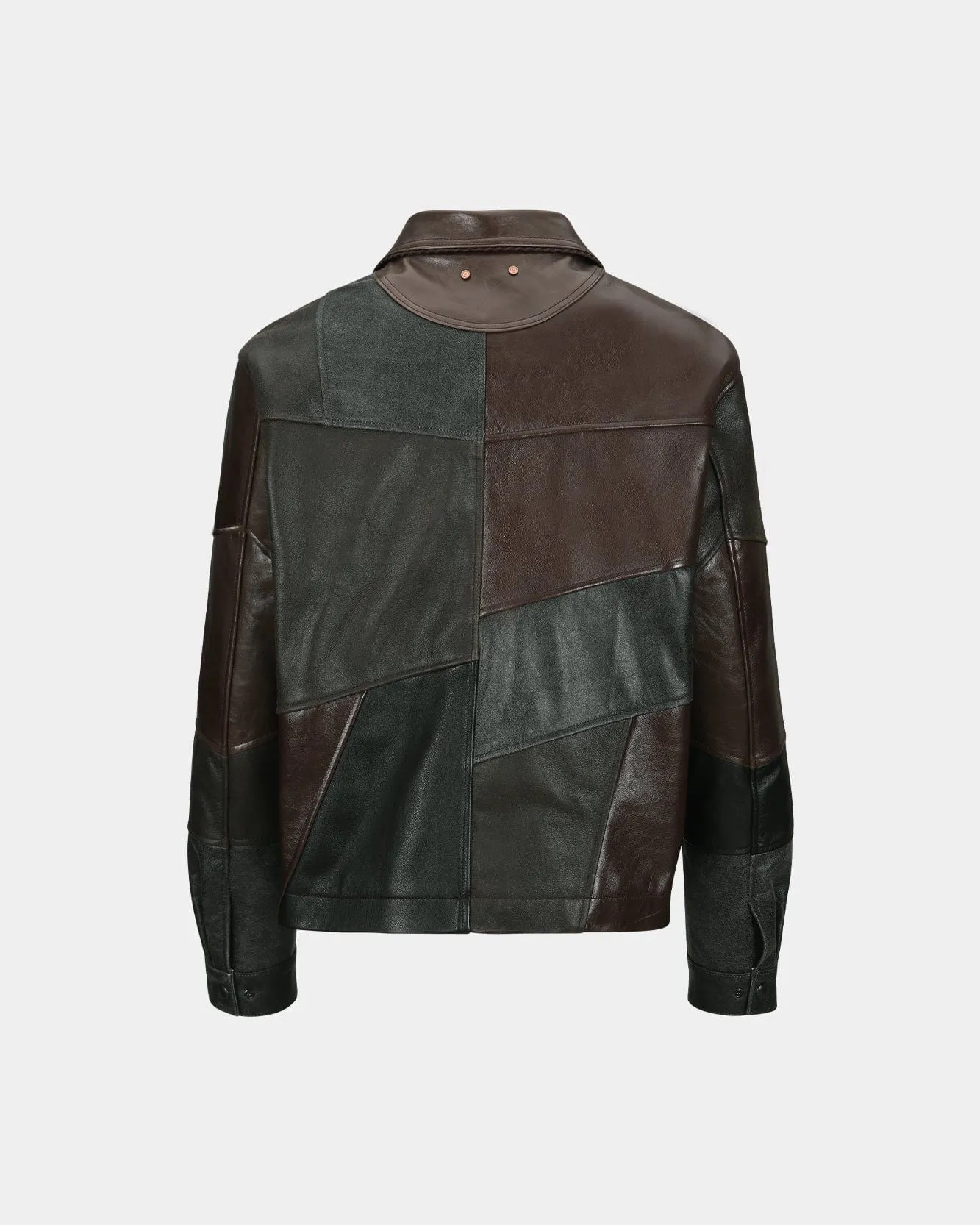 UNISEX PATCHWORK LEATHER JACKET awa730u(BLACK/BROWN) sold by Andersson Bell product image thumbnail 4