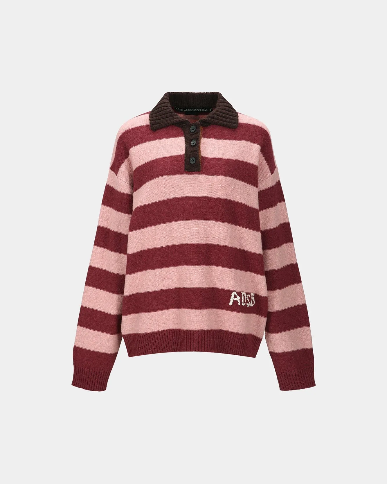 LOOSE-FIT STRIPE COLLAR SWEATER atb1399w(PINK/RED WINE) sold by Andersson Bell product image thumbnail 2