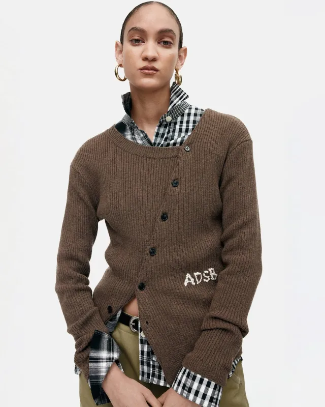 HAND STITCHED BASIC CARDIGAN atb1400w(BROWN) made by Andersson Bell