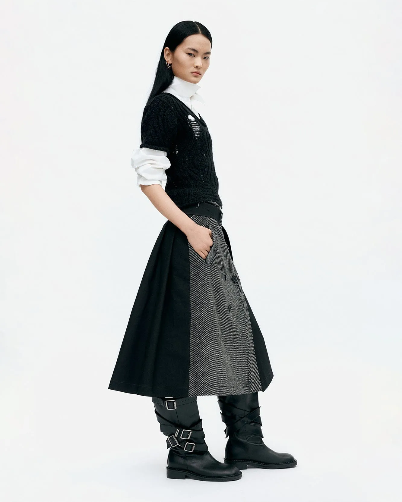 WHITNEY TRENCH PLEATS SKIRT apa848w(BLACK) sold by Andersson Bell product image thumbnail 5