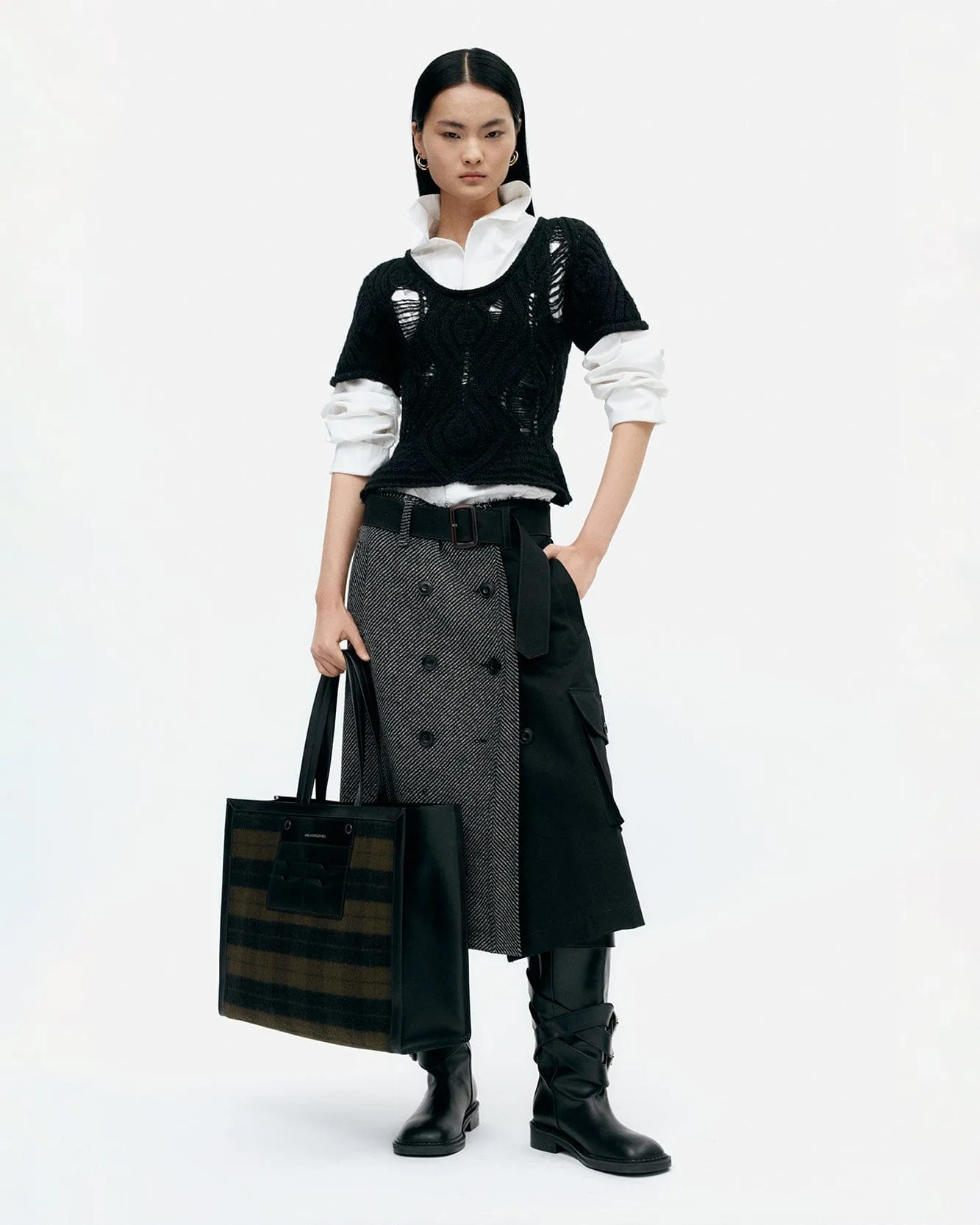 WHITNEY TRENCH PLEATS SKIRT apa848w(BLACK) sold by Andersson Bell