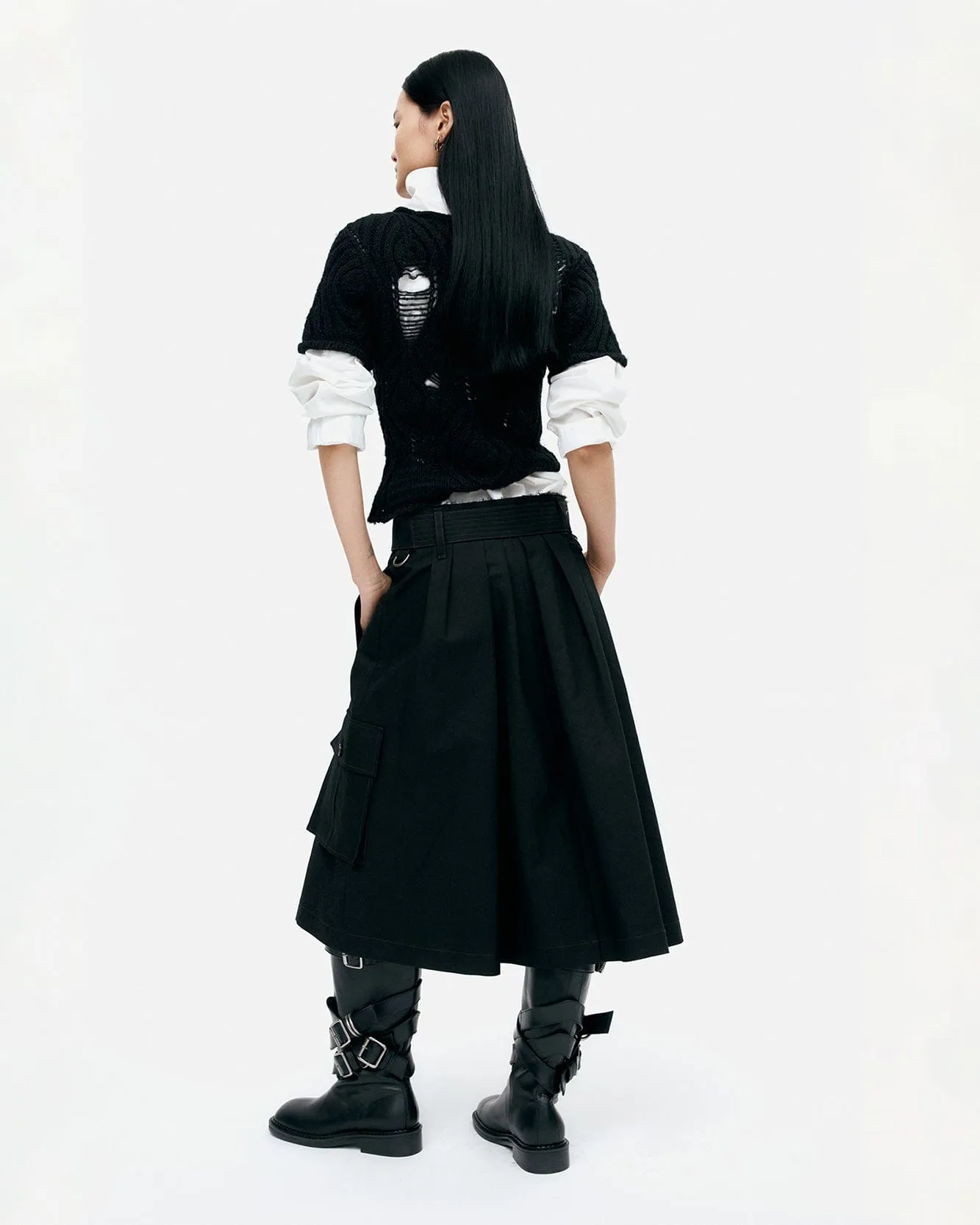 WHITNEY TRENCH PLEATS SKIRT apa848w(BLACK) sold by Andersson Bell product image thumbnail 4