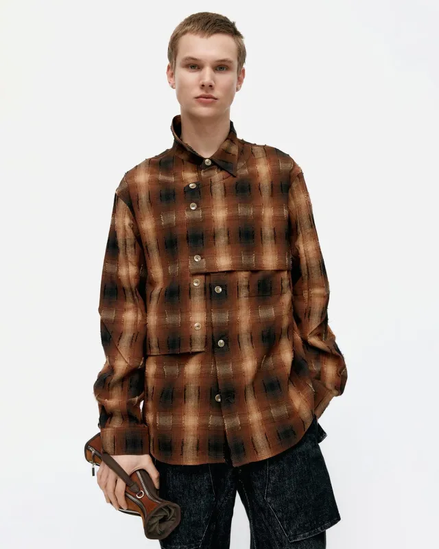CHECK LAYERED SHIRTS atb1337m(BROWN) made by Andersson Bell