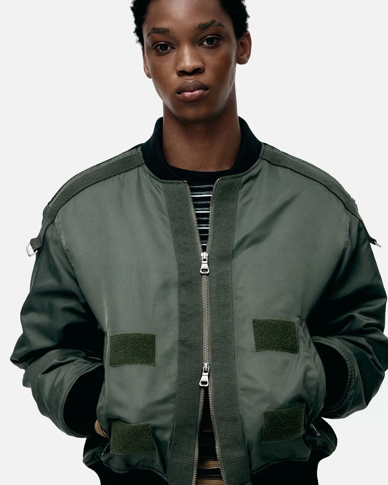 FLIGHT LAYERED WASHED BOMBER JACKET awa708m(KHAKI) sold by Andersson Bell product image thumbnail 2
