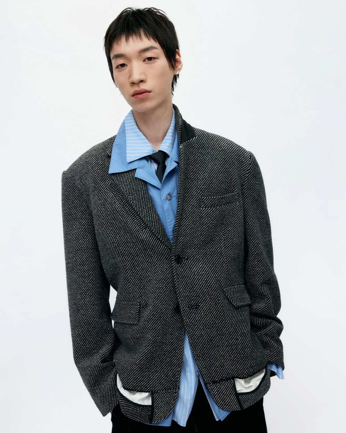 UNISEX INSIDE-OUT WOOL JACKET awa711u(GREY) sold by Andersson Bell product image thumbnail 2