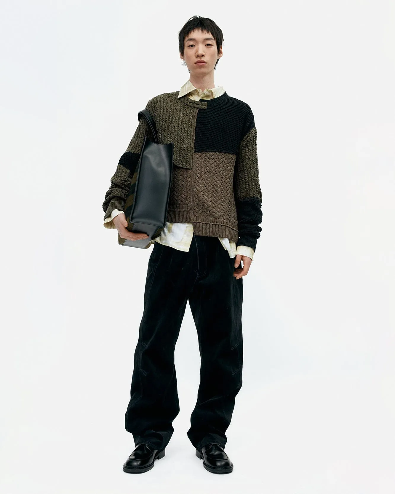 PATCHWORK ASYMMETRIC CREWNECK SWEATER atb1330m(MULTI) sold by Andersson Bell product image thumbnail 5