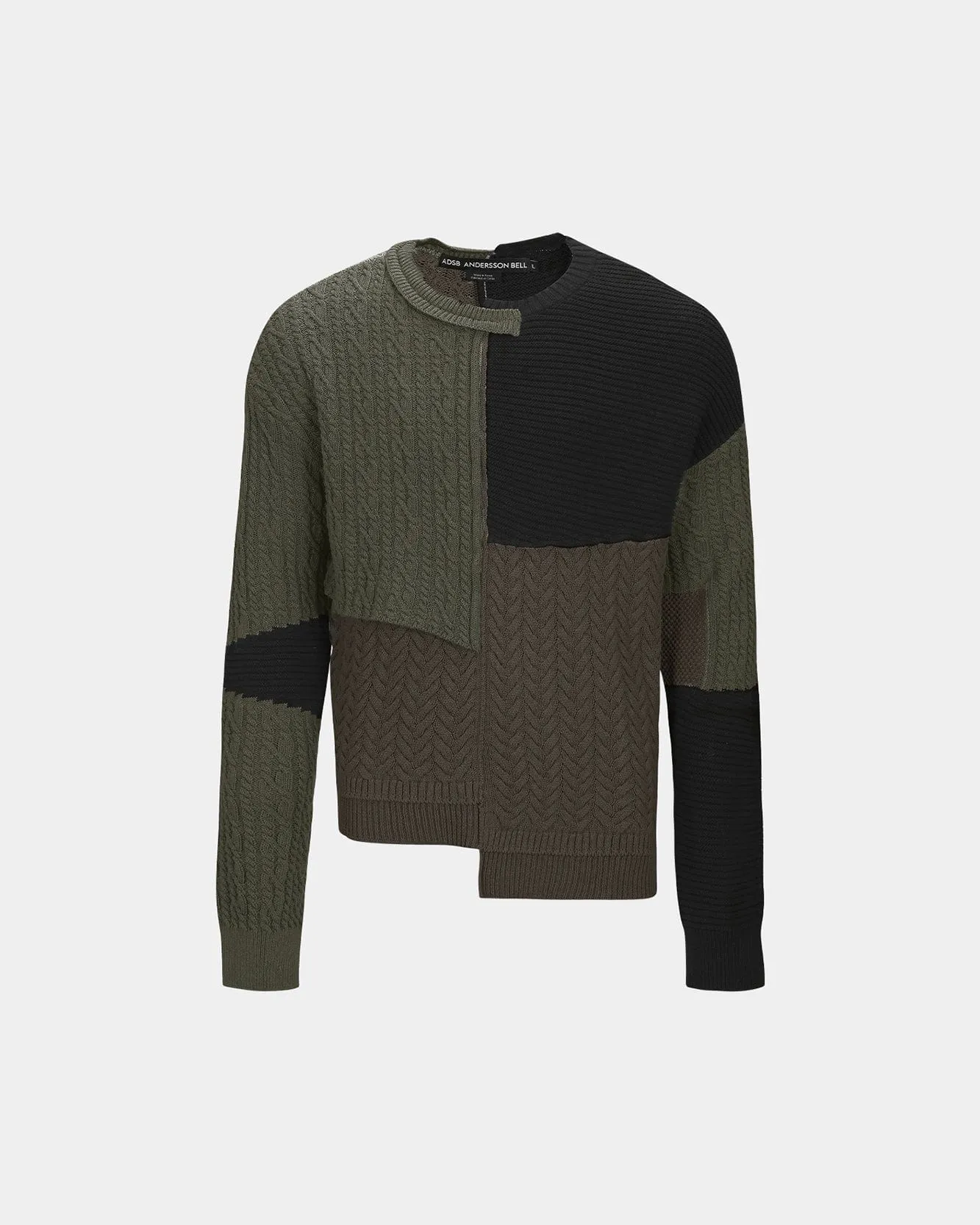PATCHWORK ASYMMETRIC CREWNECK SWEATER atb1330m(MULTI) sold by Andersson Bell product image thumbnail 2