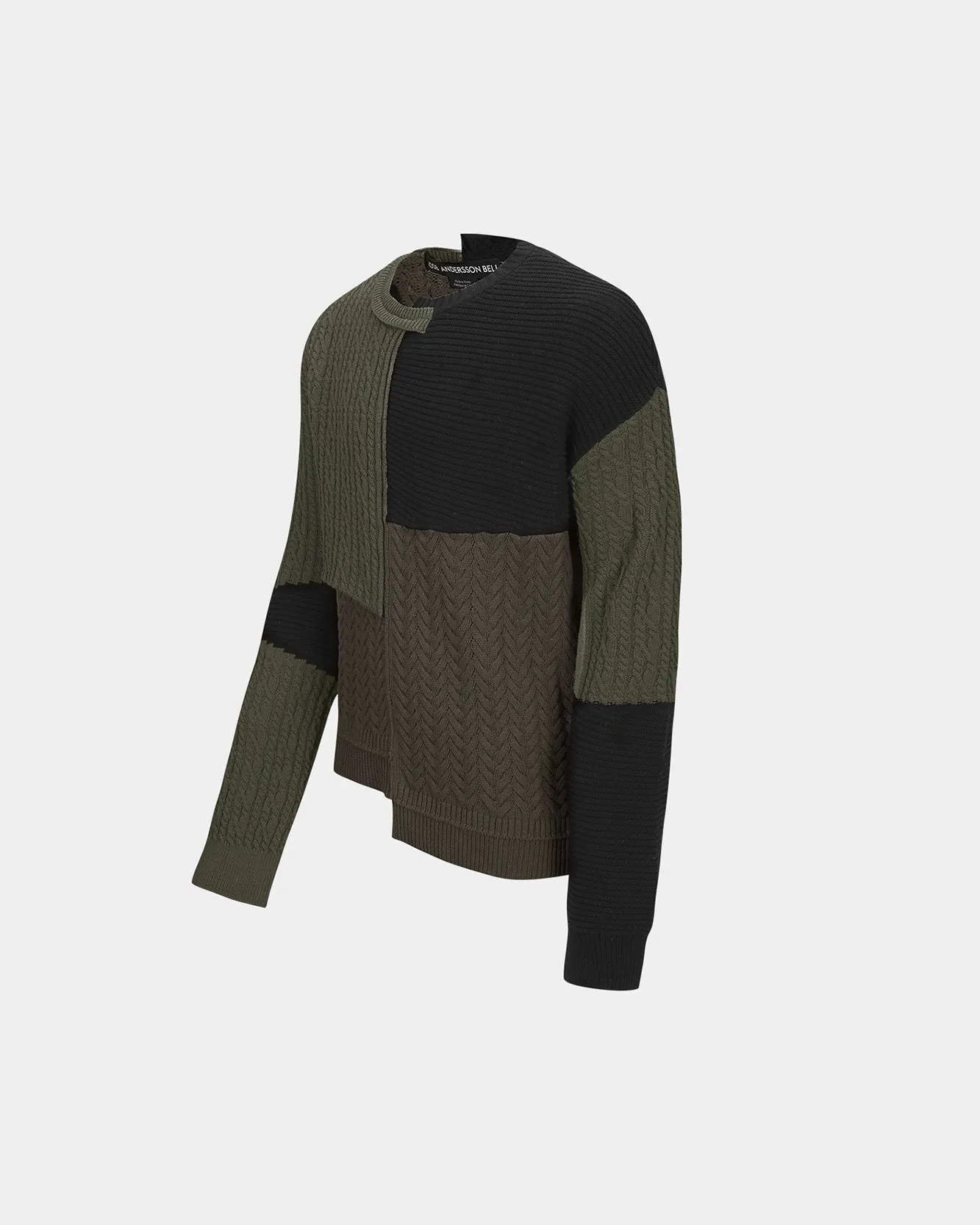 PATCHWORK ASYMMETRIC CREWNECK SWEATER atb1330m(MULTI) sold by Andersson Bell product image thumbnail 3