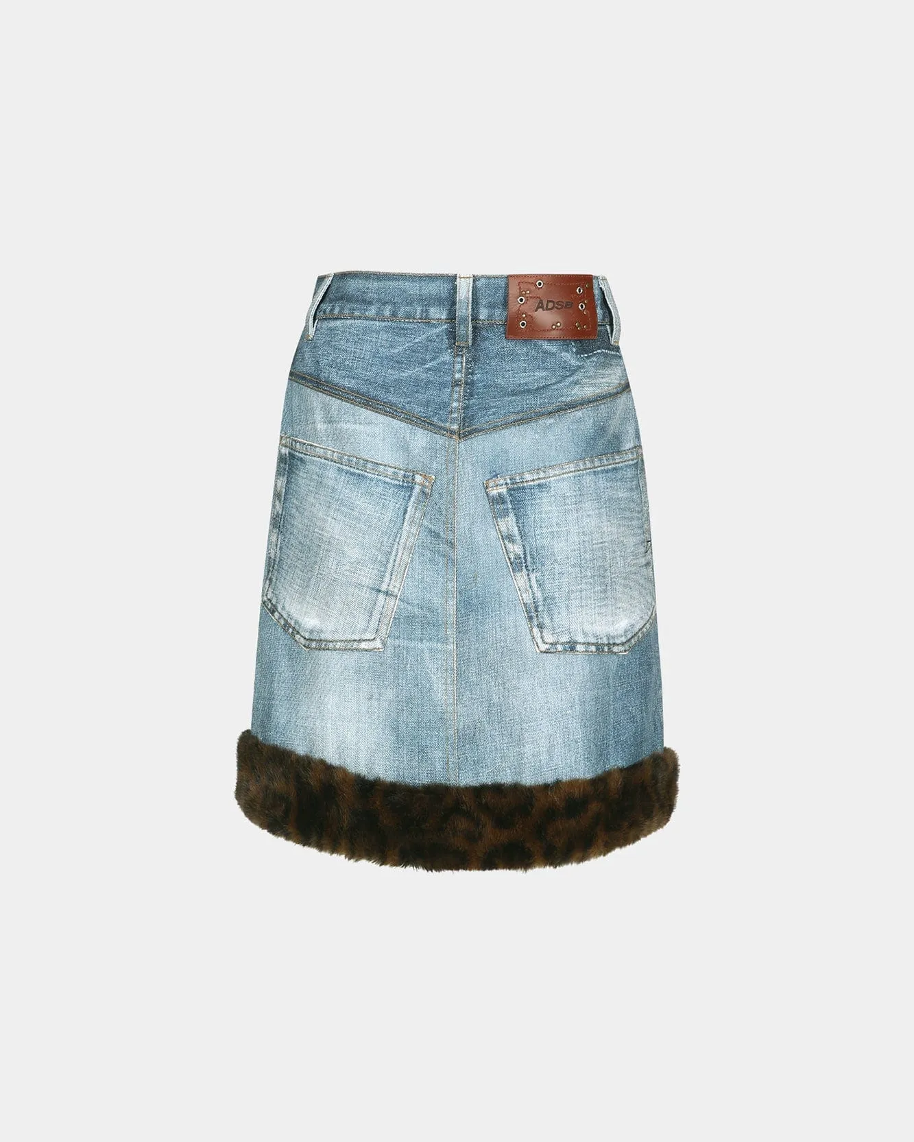 FUR-EDGED DENIM PRINT SKIRT apa863w(BLUE) sold by Andersson Bell product image thumbnail 4