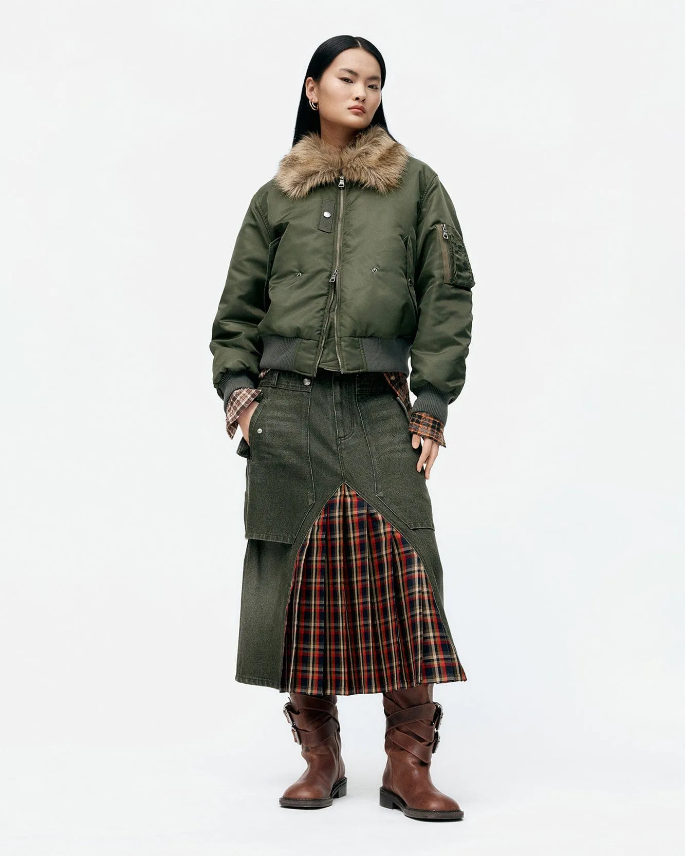 RAPTOR LAYERED PLEATS SKIRT apa860w(WASHED GREEN) sold by Andersson Bell product image thumbnail 5