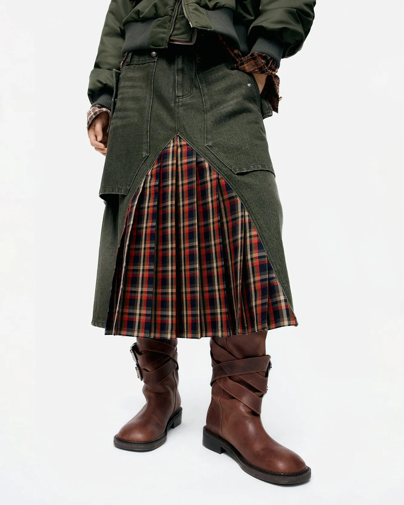 RAPTOR LAYERED PLEATS SKIRT apa860w(WASHED GREEN) sold by Andersson Bell