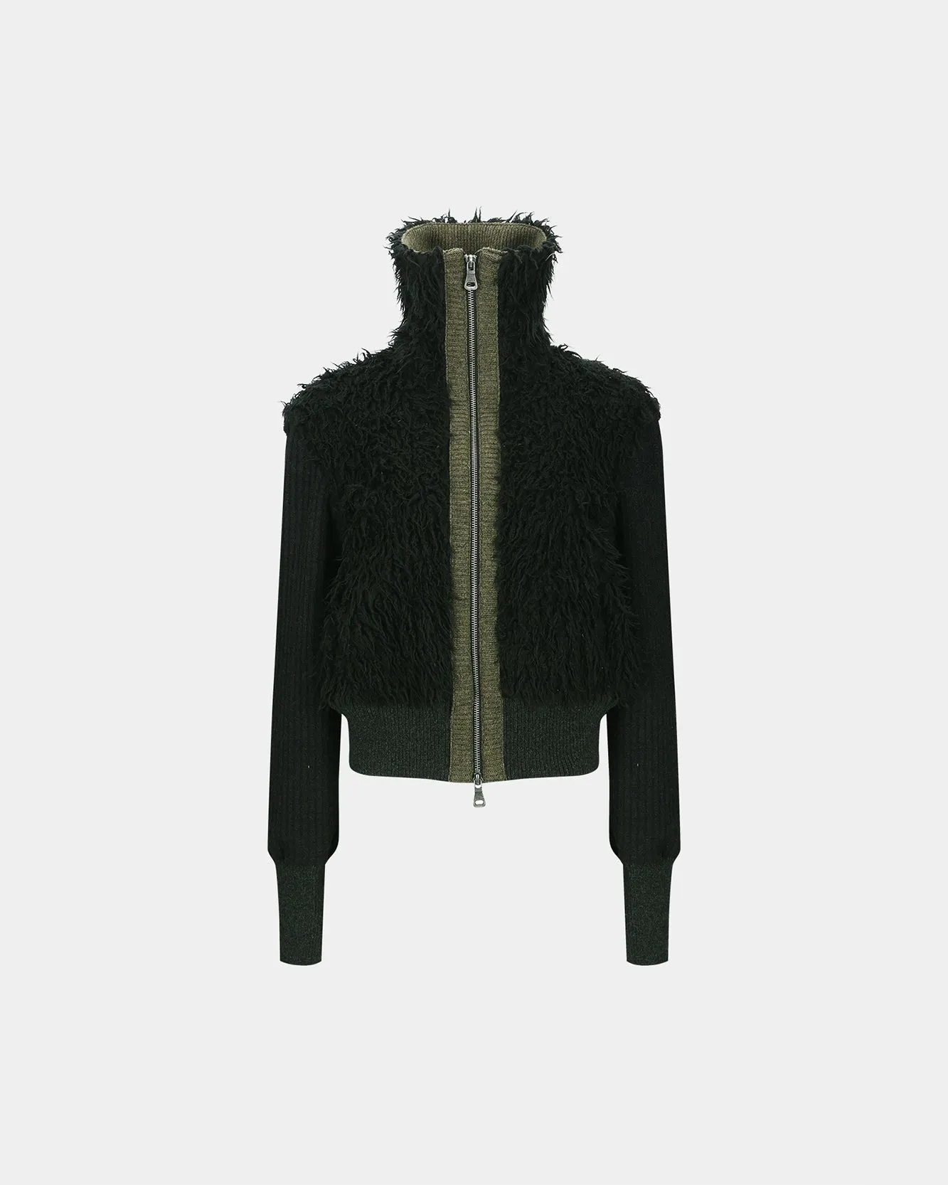 FUR COMBO KNIT TOP atb1393w(BLACK) sold by Andersson Bell product image thumbnail 2
