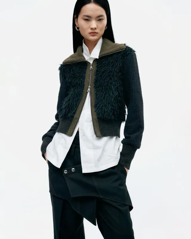 FUR COMBO KNIT TOP atb1393w(BLACK) sold by Andersson Bell