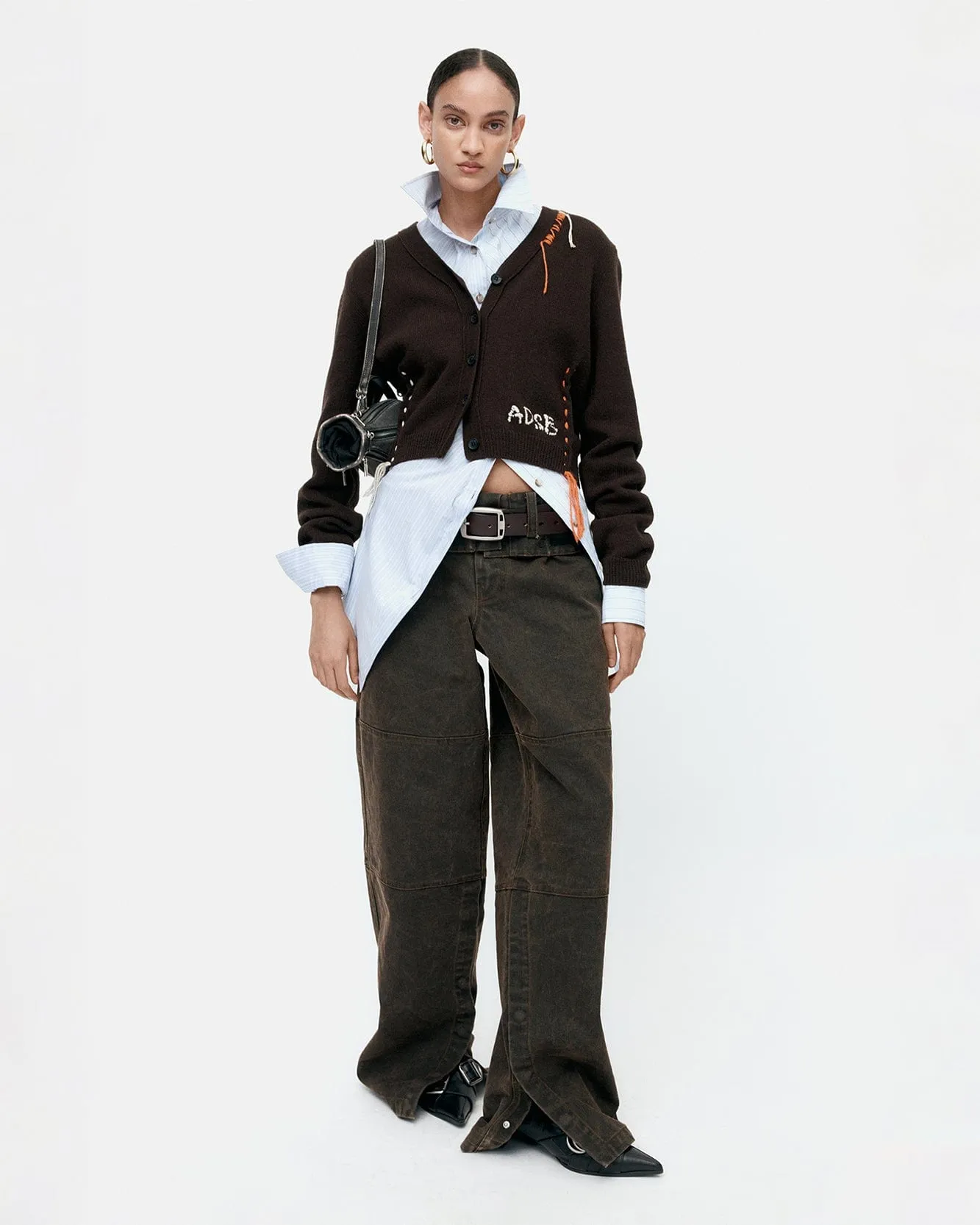 MORGAN HAND STITCHED KNIT CARDIGAN atb1382w(BROWN) sold by Andersson Bell product image thumbnail 5