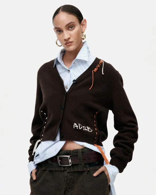 MORGAN HAND STITCHED KNIT CARDIGAN atb1382w(BROWN) made by Andersson Bell