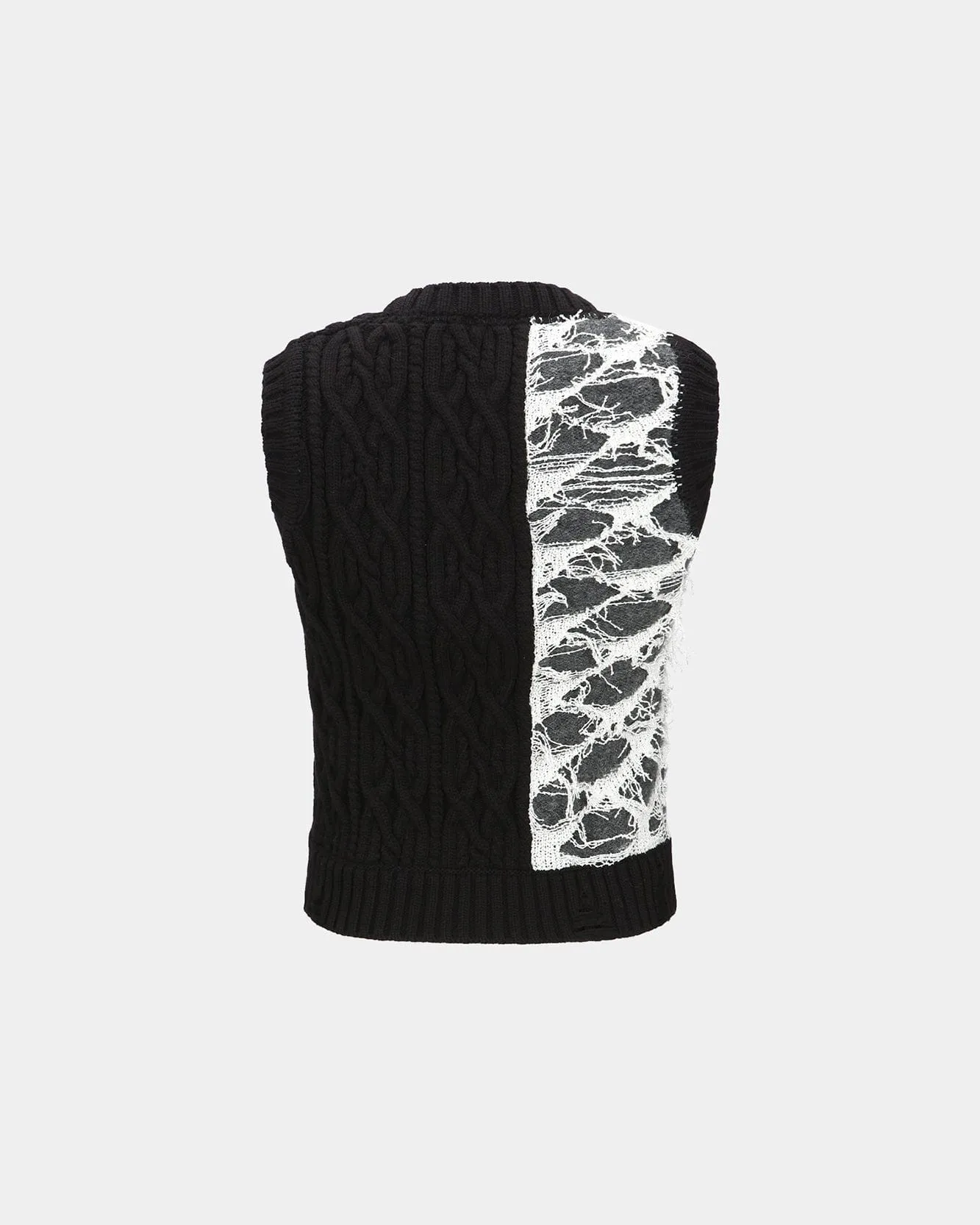 BOUCLE CABLE PATCHWORK KNIT VEST atb1355w(CHARCOAL) sold by Andersson Bell product image thumbnail 4